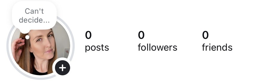 Instagram profile on day one: 0 posts, 0 followers